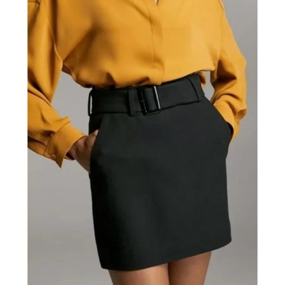 NEW ARITZIA BABATON Erickson Belted Mini Skirt in Black